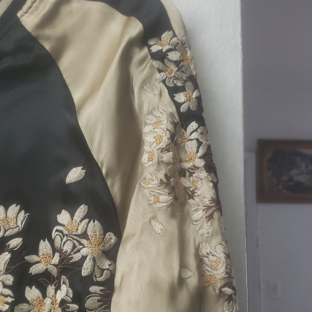 Embroidered Black and Gold Bomber Jacket - Picture 4 of 12